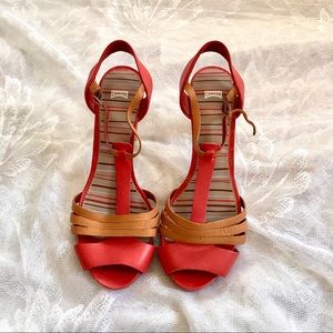 CAMPER | red & orange leather heels, US 9
